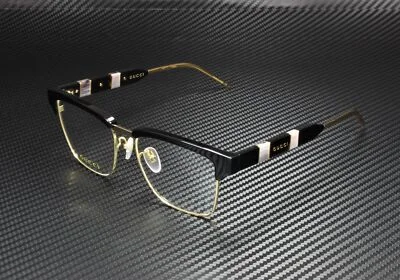 GUCCI GG0605O 001 Square Black Gold Black Demo Lens 52 mm Men