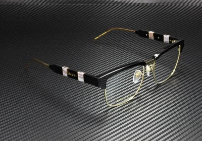 GUCCI GG0605O 001 Square Black Gold Black Demo Lens 52 mm Men 3