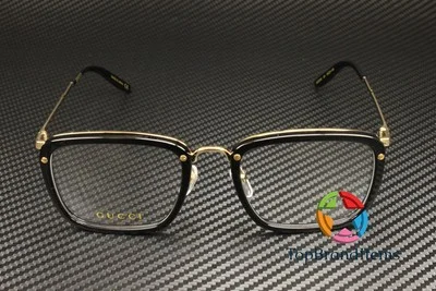 GUCCI GG0676O 001 Rectangular Square Black Gold Demo Lens 53 mm Men 2