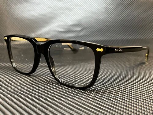GUCCI GG0737O 005 Square Rectangle Black Demo Lens Men