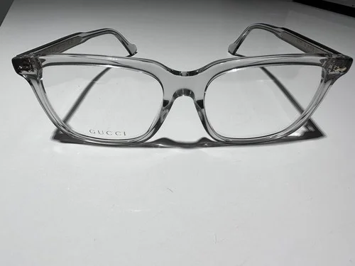 Gucci GG0737O 016 Eyeglasses Clear Grey Gold Rxable Large 56mm Authentic