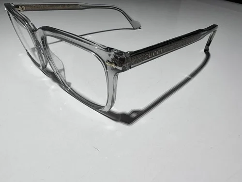 Gucci GG0737O 016 Eyeglasses Clear Grey Gold Rxable Large 56mm Authentic 2