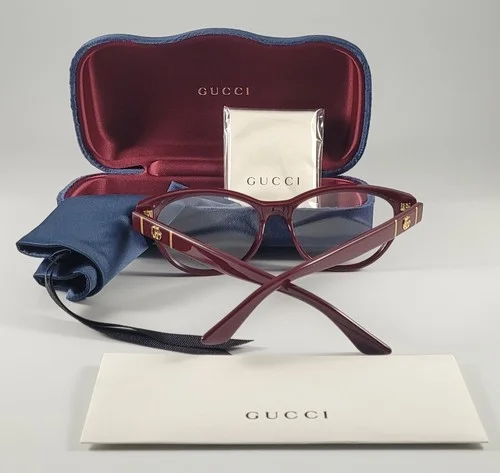 Gucci GG0766OA Eyeglasses Women’s Cat Eye Burgundy 54mm New 100% Authentic Logo 3