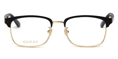 Gucci GG0934OA Eyeglasses Men Black Gold Red Rectangle 54 New 100% Authentic