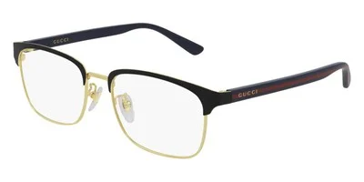 Gucci GG0934OA Eyeglasses Men Black Gold Red Rectangle 54 New 100% Authentic 2
