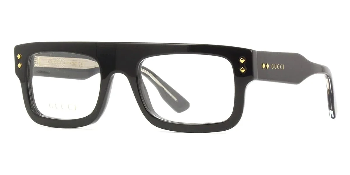 Gucci GG1085O 001 Eyeglasses Men Frames Black Clear Rectangular Bold Authentic