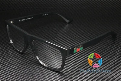 GUCCI GG1117O 001 Rectangular Squared Black Shiny Demo Lens 56 Men