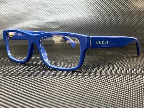 GUCCI GG1141O 002 Blue Rectangle 56 mm Men