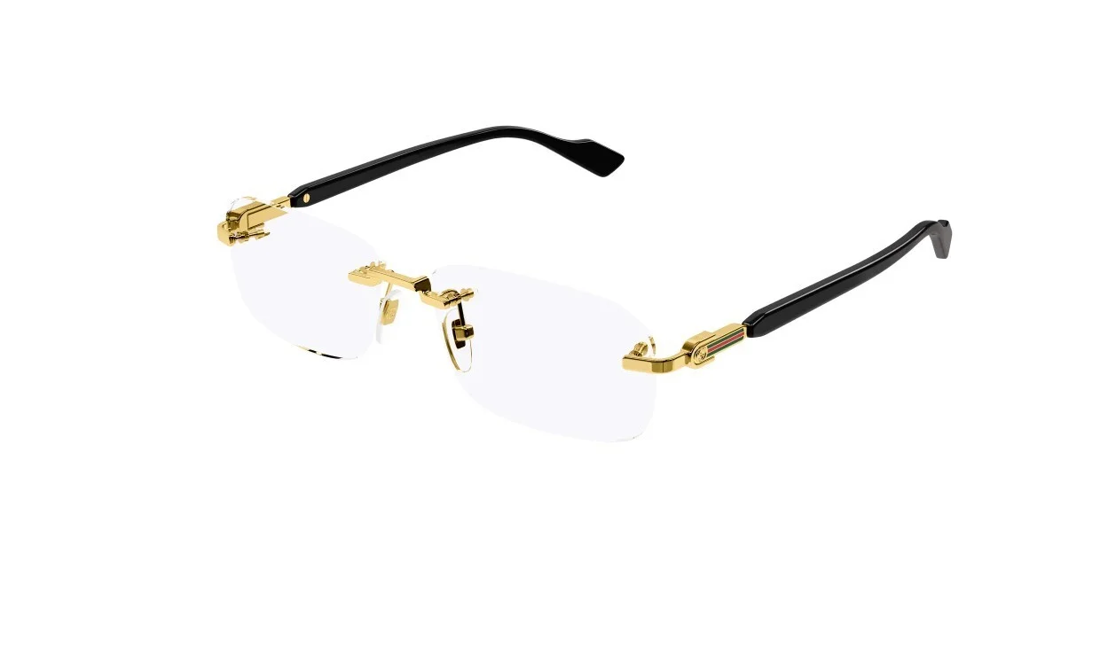 Gucci GG1221O 001 Gold-Black Rectangular Narrow Rimless Men