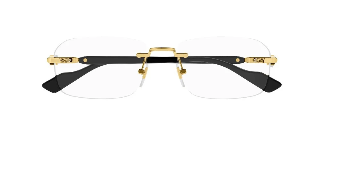 Gucci GG1221O 001 Gold-Black Rectangular Narrow Rimless Men 2