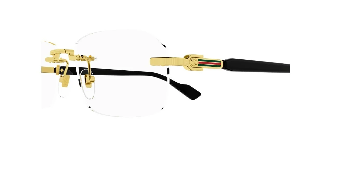 Gucci GG1221O 001 Gold-Black Rectangular Narrow Rimless Men 3
