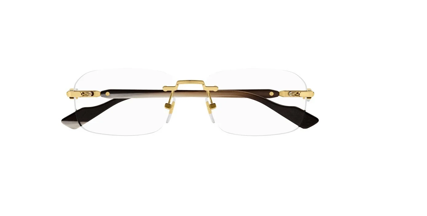 Gucci GG1221O 002 Gold-Brown Rectangular Narrow Rimless Men 2