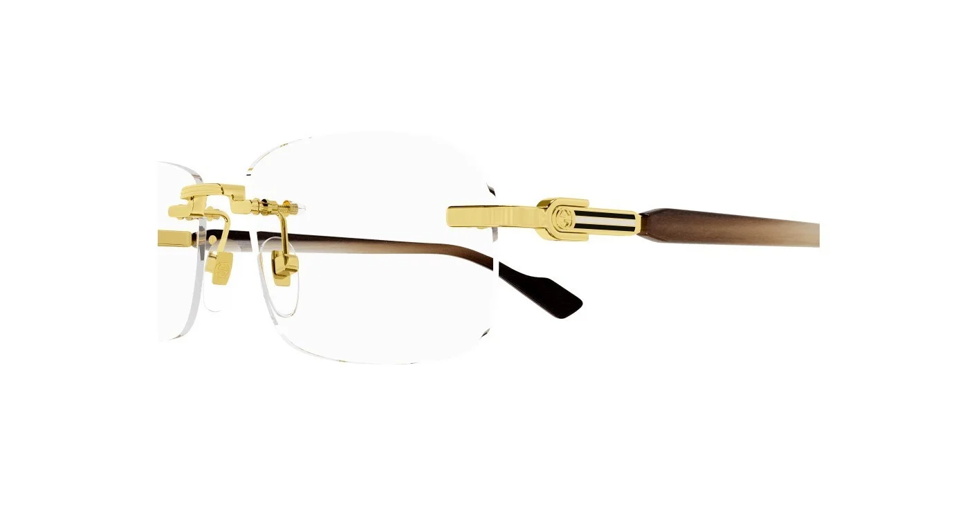 Gucci GG1221O 002 Gold-Brown Rectangular Narrow Rimless Men 3