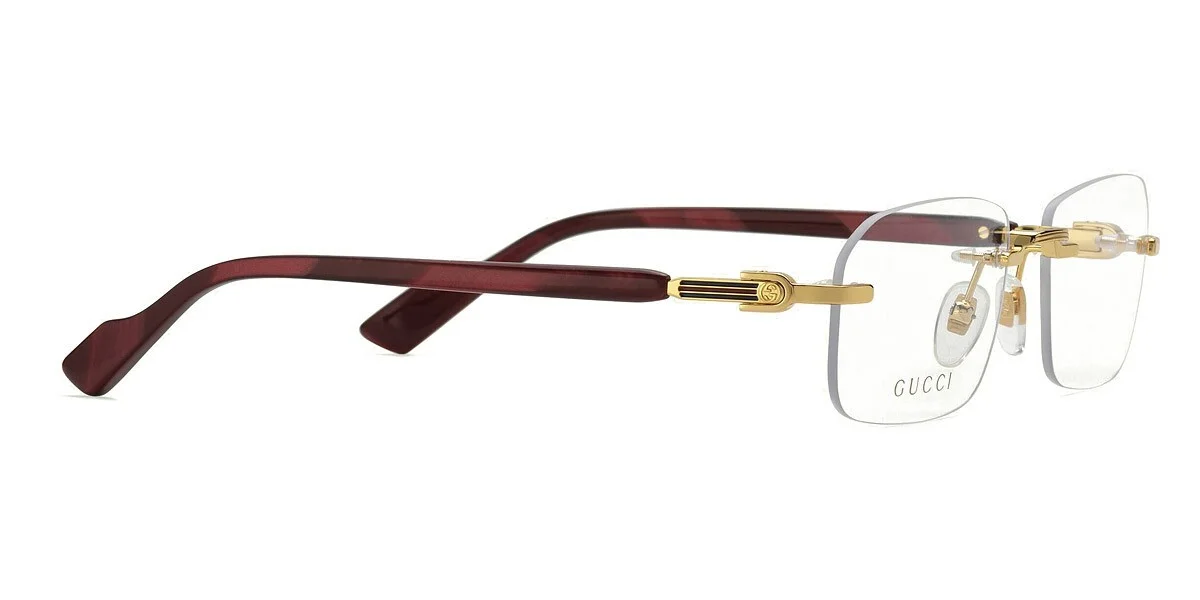 Gucci GG1221O 003 Gold-Burgundy Rectangular Narrow Rimless Men