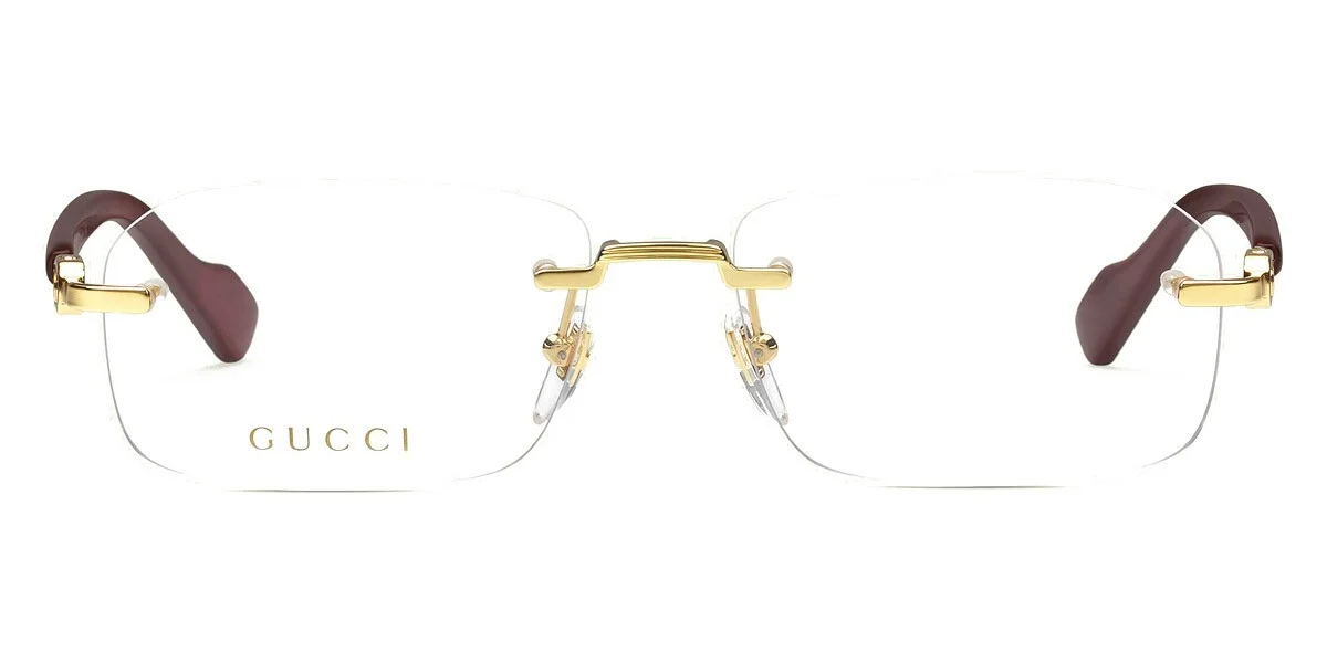 Gucci GG1221O 003 Gold-Burgundy Rectangular Narrow Rimless Men 2