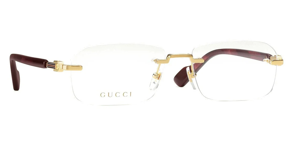 Gucci GG1221O 003 Gold-Burgundy Rectangular Narrow Rimless Men 3
