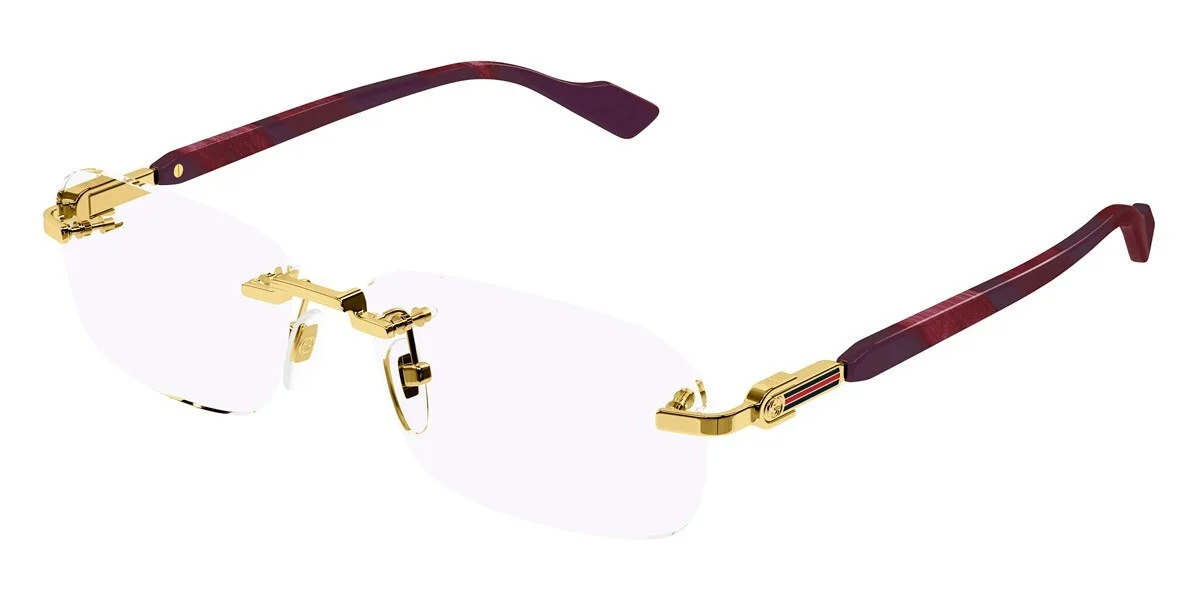 Gucci GG1221O 003 Gold-Burgundy Rectangular Narrow Rimless Men 4
