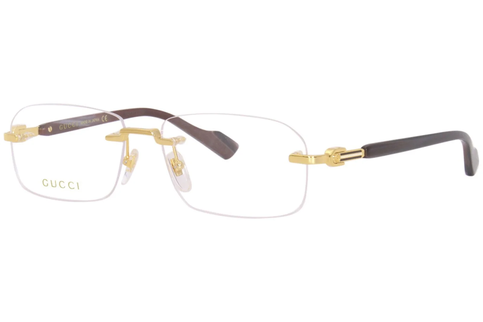 Gucci GG1221O Gold / Brown Rimless Eyeglasses Frames 56mm 16mm 140mm - Japan