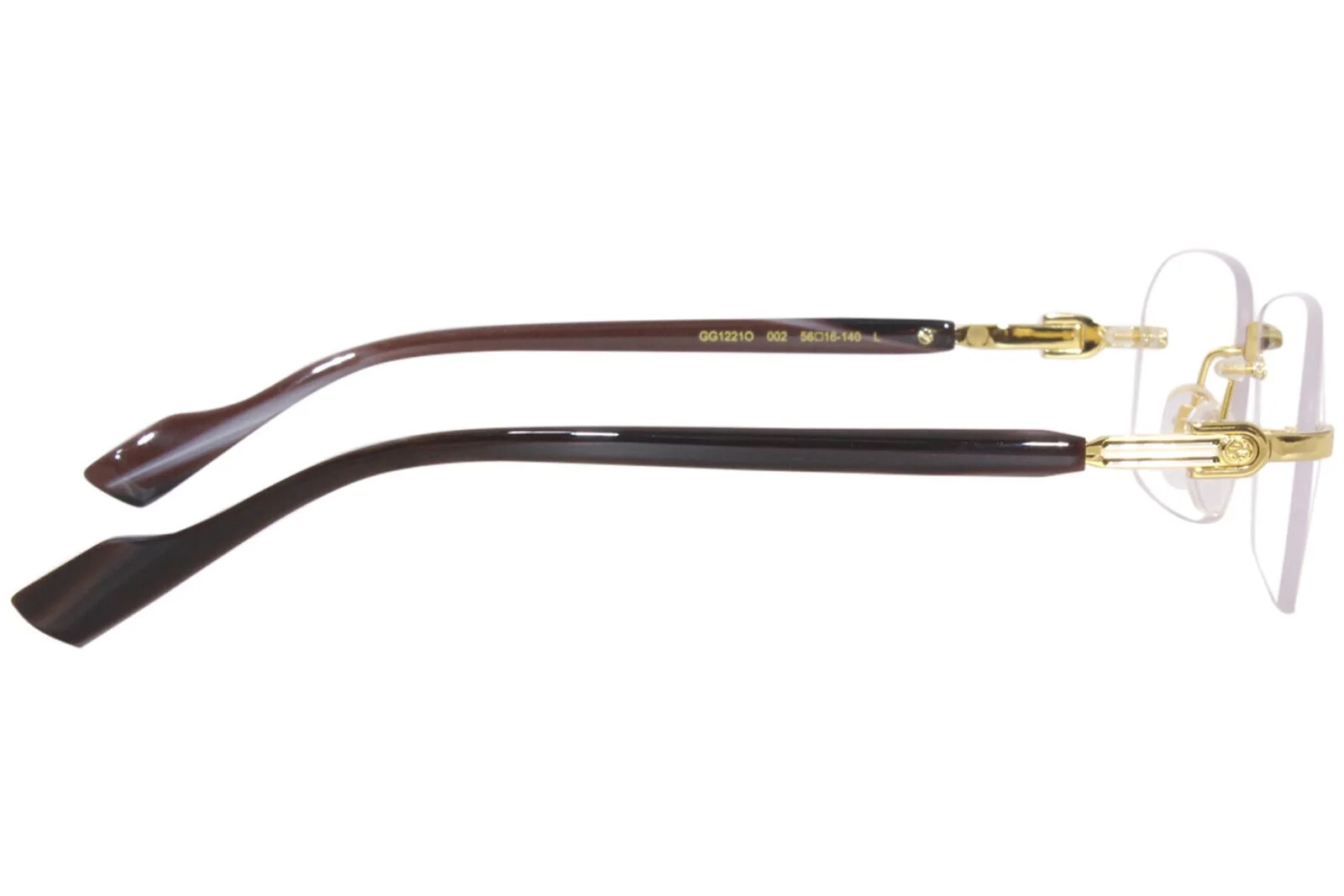 Gucci GG1221O Gold / Brown Rimless Eyeglasses Frames 56mm 16mm 140mm - Japan 2