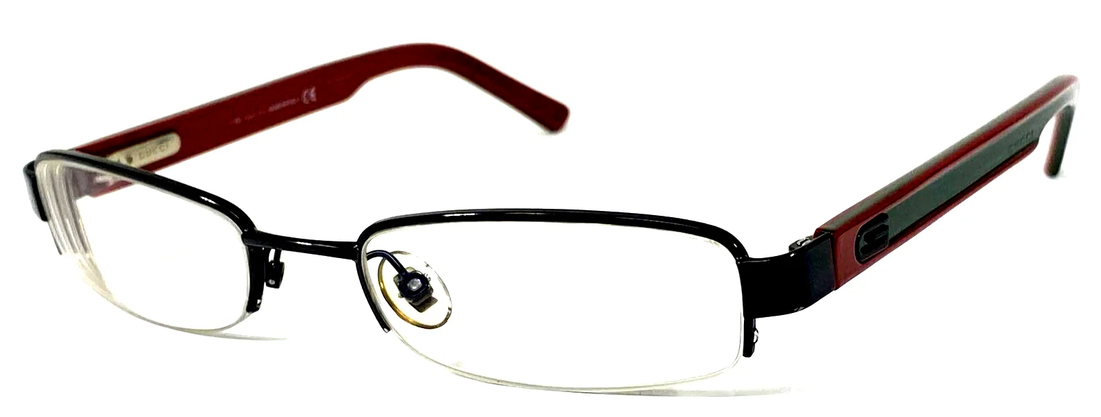 GUCCI GG1843 GSW Italy Black/Red Green Half Rimless Eyeglasses Frame 52-19-135