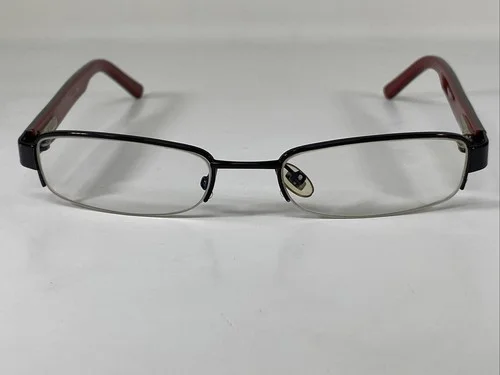 GUCCI GG1843 GSW Italy Black/Red Green Half Rimless Eyeglasses Frame 52-19-135 2