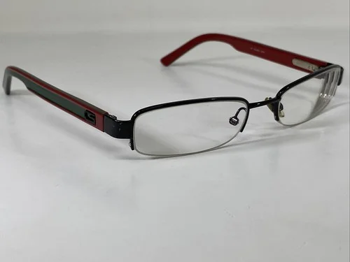 GUCCI GG1843 GSW Italy Black/Red Green Half Rimless Eyeglasses Frame 52-19-135 3