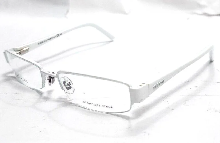 Gucci GG2871 SJR White Rectangle Eyeglasses Frame 51-17 135 Italy New READ