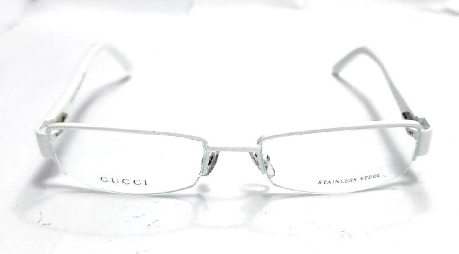 Gucci GG2871 SJR White Rectangle Eyeglasses Frame 51-17 135 Italy New READ 2