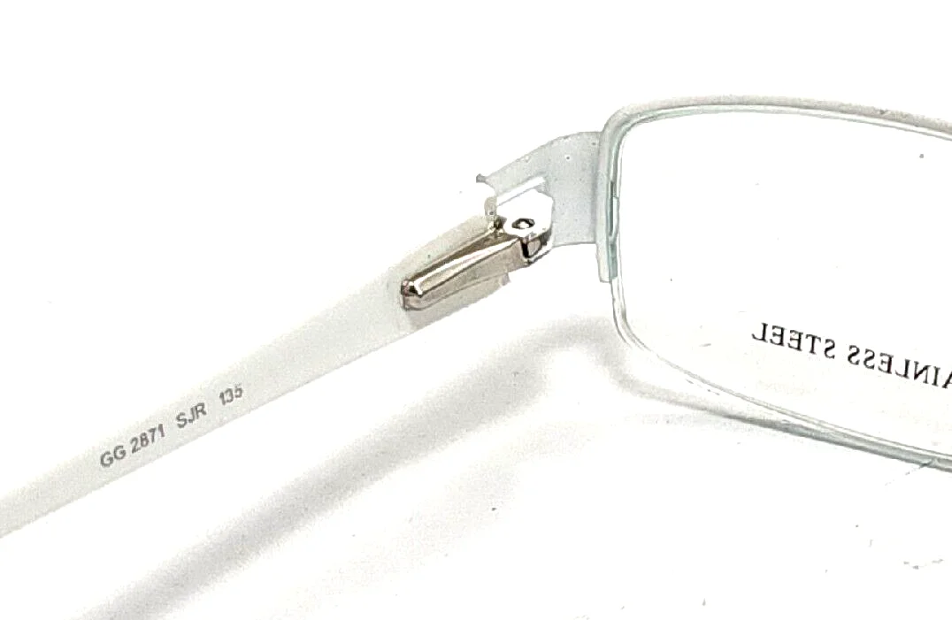 Gucci GG2871 SJR White Rectangle Eyeglasses Frame 51-17 135 Italy New READ 4