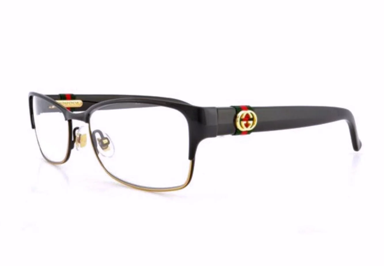 GUCCI GG4244 WRU 53mm Black and Gold Web Eyeglasses Frames Italy