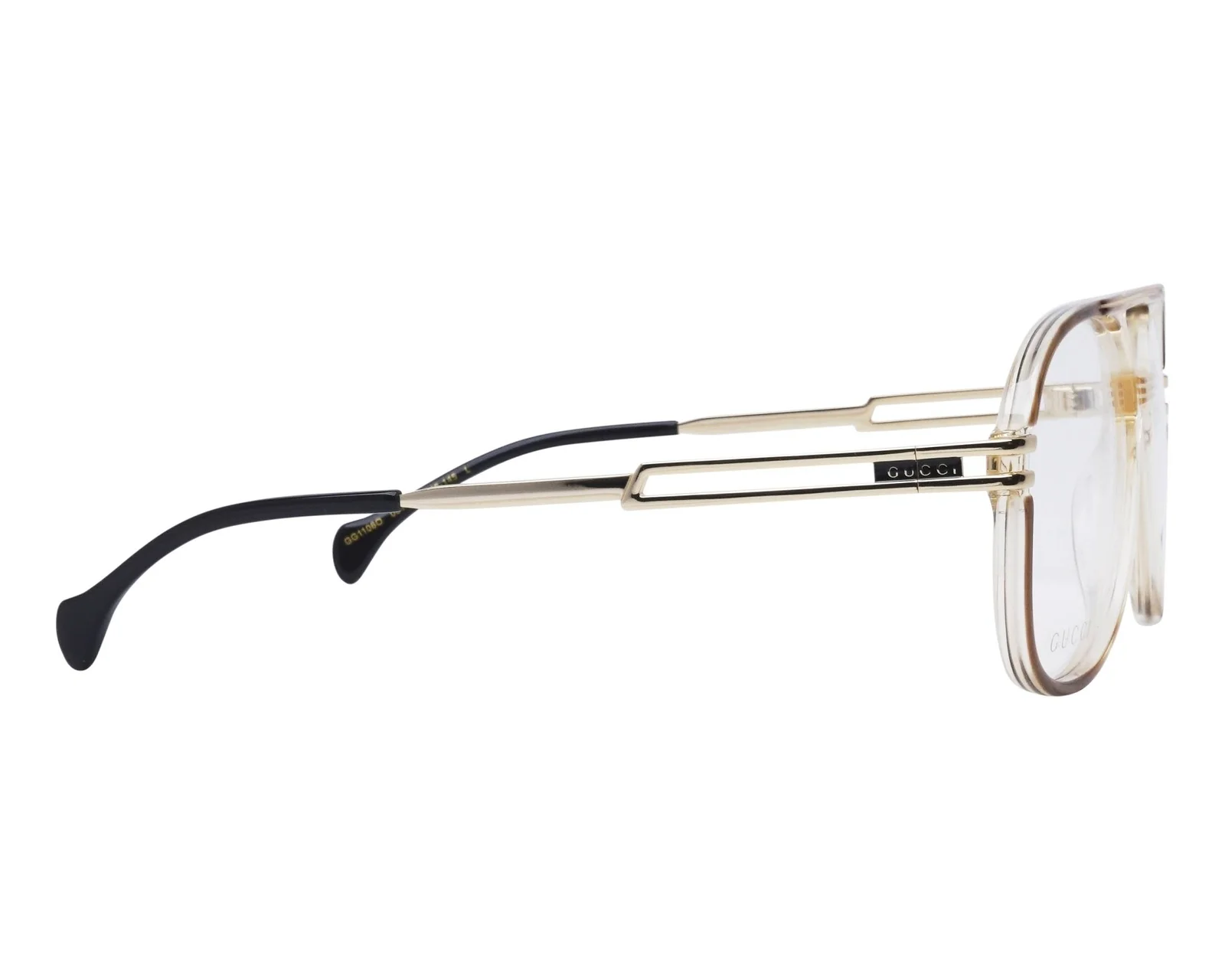 Gucci Pilot Eyeglasses GG1106O-001 Shiny Brown Gold Frame Full Rim Designer Glam 2
