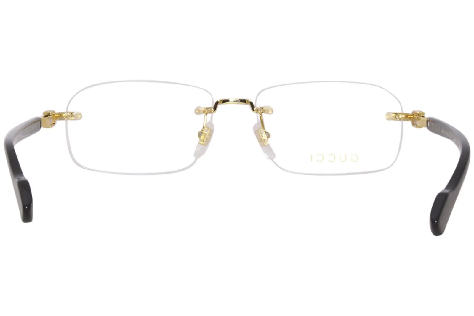 Gucci Rectangle Eyeglasses GG1221O-001-56 Black Gold Frame Transparent Lenses 4