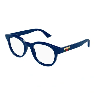 Gucci Round Eyeglasses GG0769o-004-50 Full Rim Blue Frame Transparent Lenses