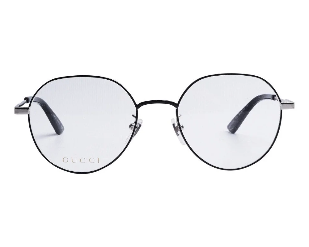 Gucci Round Eyeglasses GG1232oA-003 Black Silver Frame Transparent Lenses 2