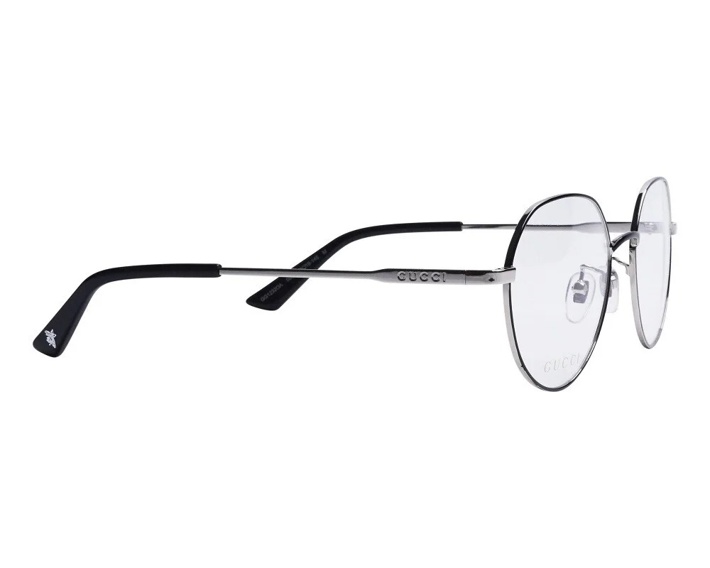 Gucci Round Eyeglasses GG1232oA-003 Black Silver Frame Transparent Lenses 3