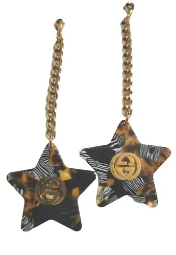 Gucci Star Pendant Charms Eyeglasses Bags Necklace Earrings DIY Gold Brown