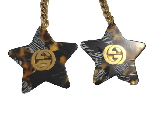 Gucci Star Pendant Charms Eyeglasses Bags Necklace Earrings DIY Gold Brown 2