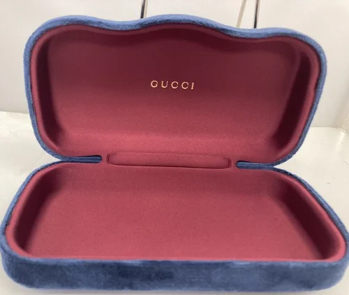 GUCCI SUNGLASS EYEGLASS HARD BLUE VELVET 7” CLAMSHELL CASE