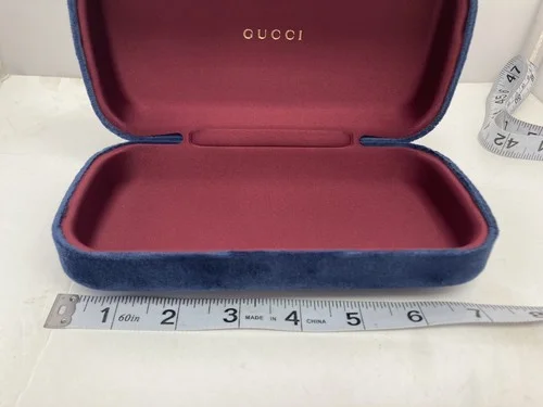 GUCCI SUNGLASS EYEGLASS HARD BLUE VELVET 7” CLAMSHELL CASE 4