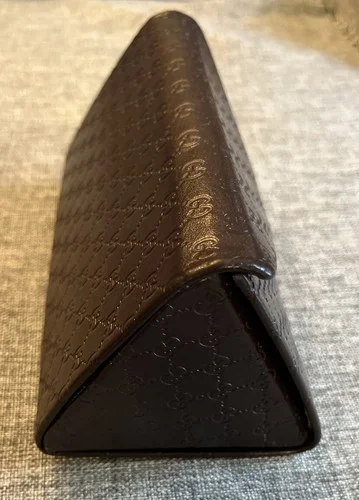 Gucci Sunglass/Eyeglass Case Foldable Brown Embossed Snap Closure w/cloth 2