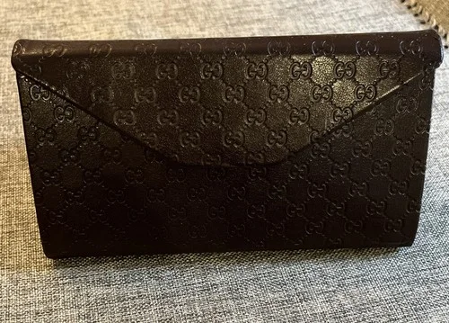 Gucci Sunglass/Eyeglass Case Foldable Brown Embossed Snap Closure w/cloth 3