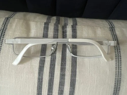 Gucci White Titanium Metal Rectangle Frames Eyeglasses Frames GG 1885 54[]16 2