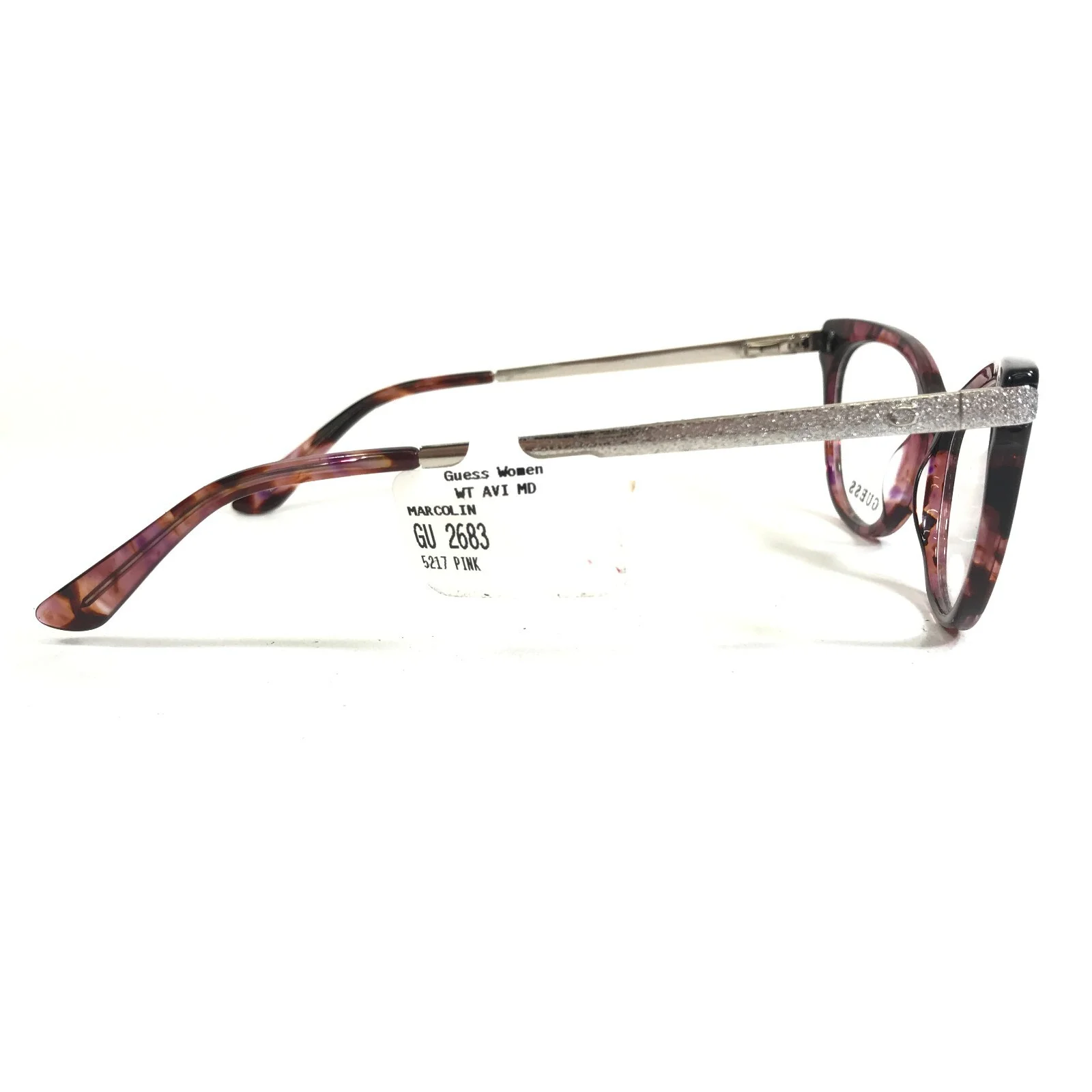 Guess Eyeglasses Frames GU2683 074 Brown Pink Tortoise Silver Sparkly 52-17-140 3