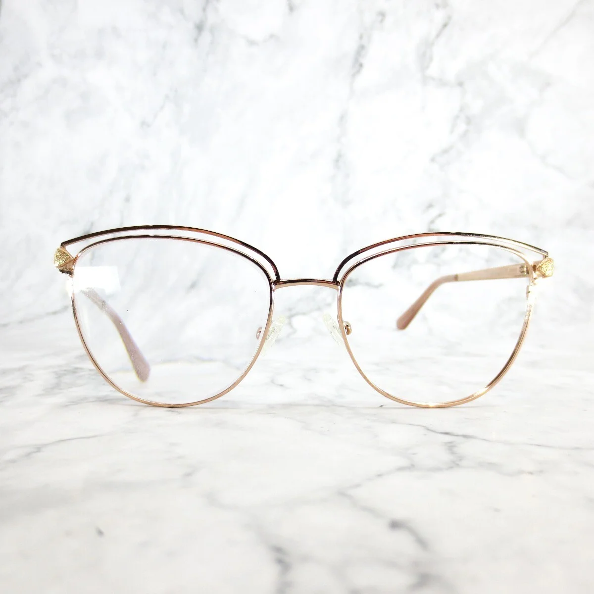Guess Eyeglasses Frames GU2685 028 Pink Sparkly Gold Cat Eye Wire Rim 53-17-135