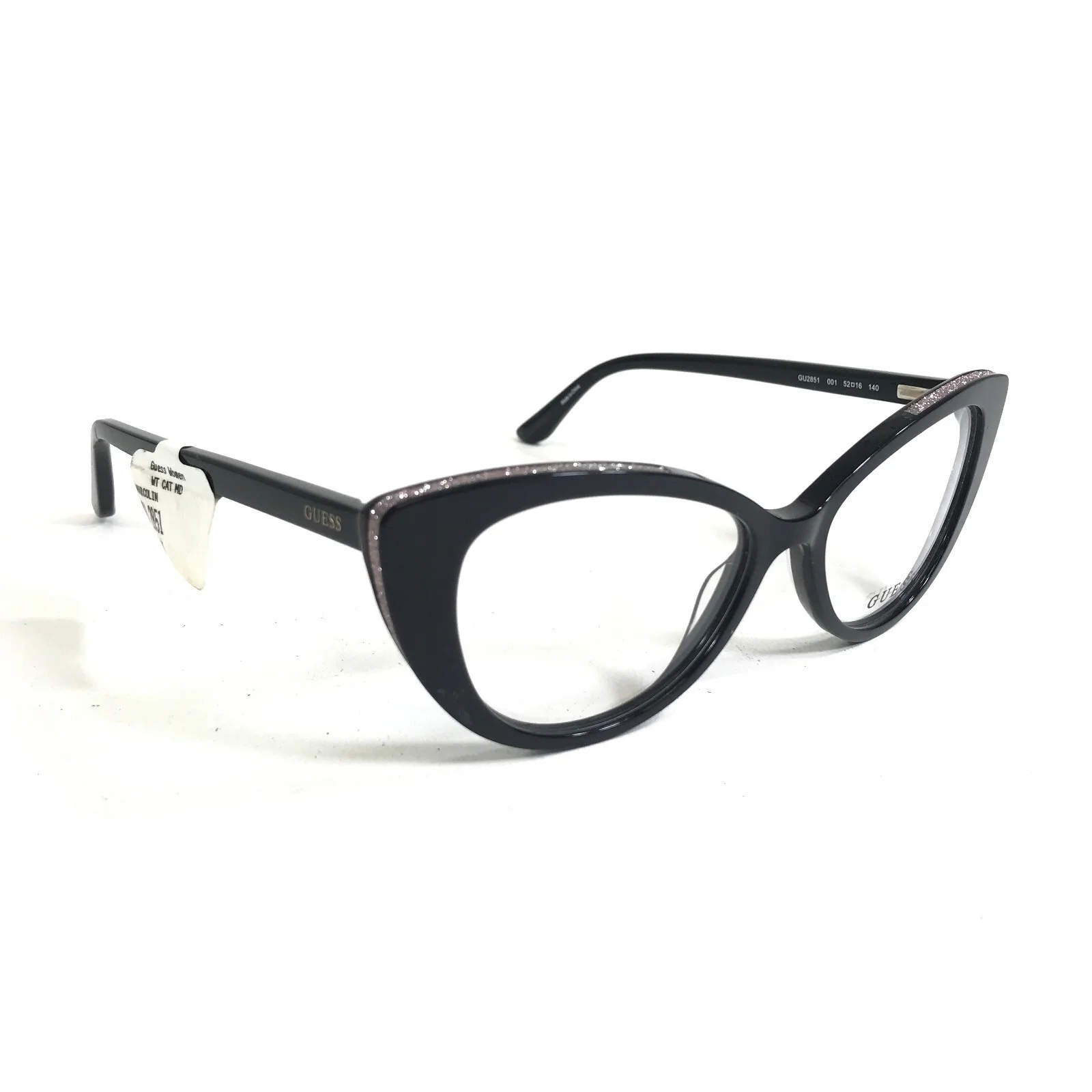 Guess Eyeglasses Frames GU2851 001 Black Pink Glitter Sparkly Cat Eye 52-16-140 3