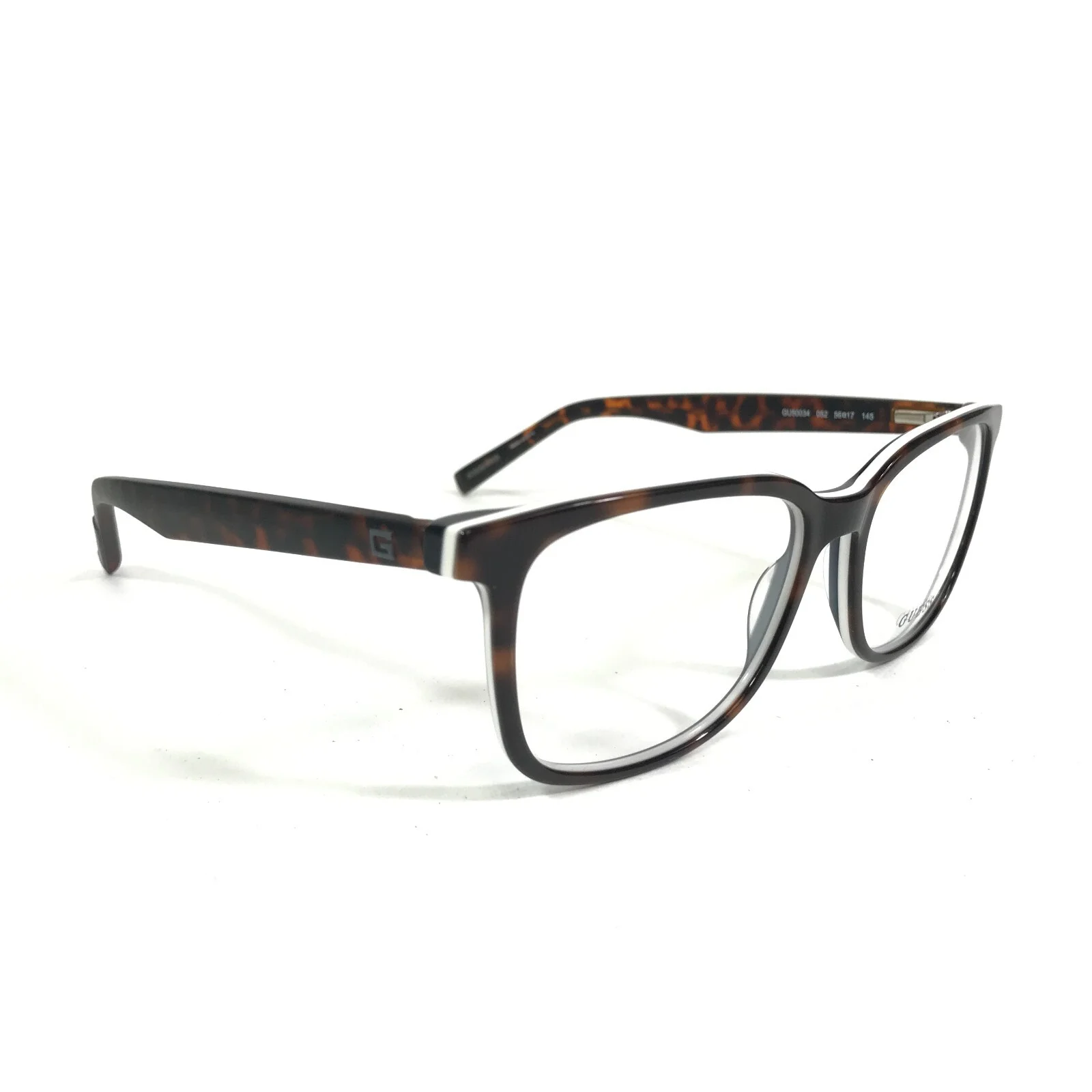 Guess Eyeglasses Frames GU50034 052 White Brown Tortoise Square 56-17-145 2