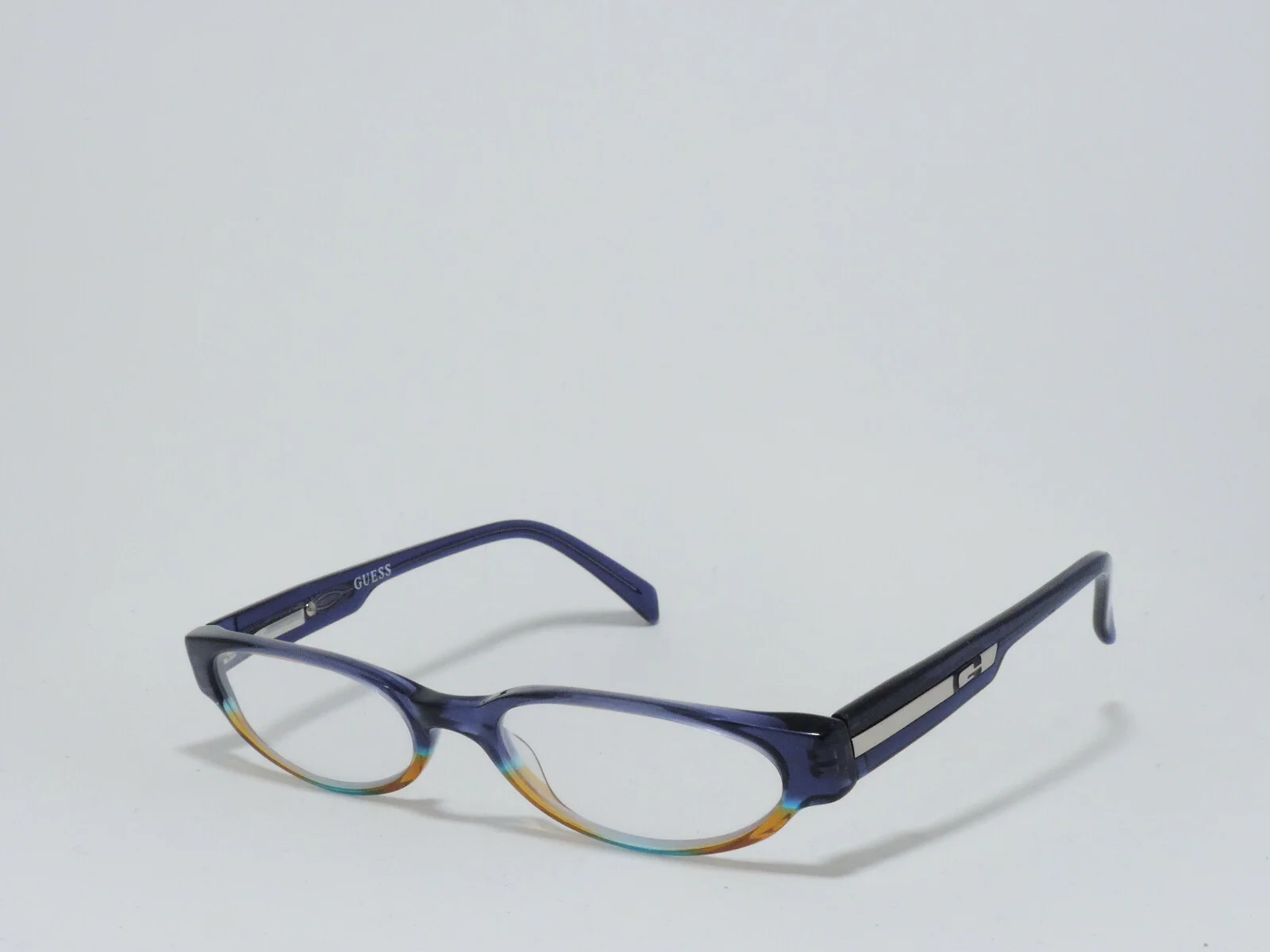 GUESS GU 1258 SLIM OVAL PLASTIC EYEGLASS FRAMES BLUE STRIPE 50-18-135 * 2