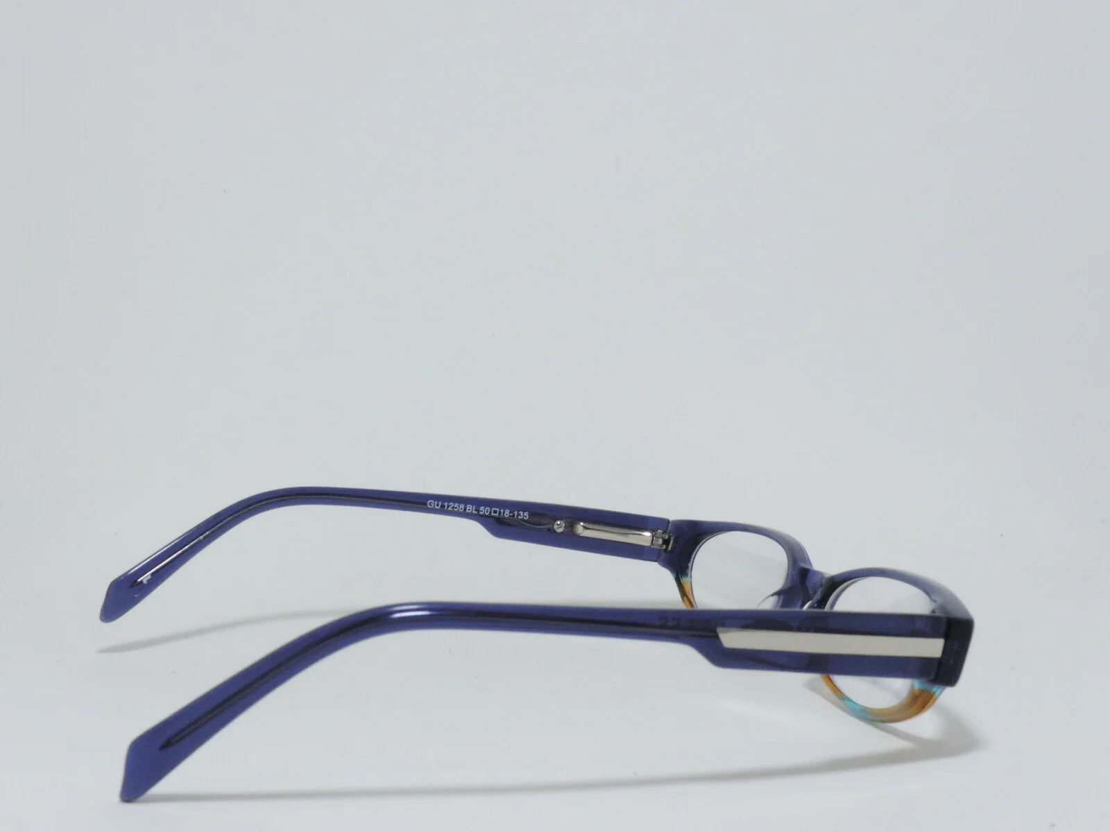 GUESS GU 1258 SLIM OVAL PLASTIC EYEGLASS FRAMES BLUE STRIPE 50-18-135 * 4