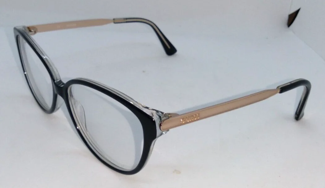 Guess GU2488 003 Womens Cat Eye Black & Gold Eyeglass Frames With Case 55-14-135 2