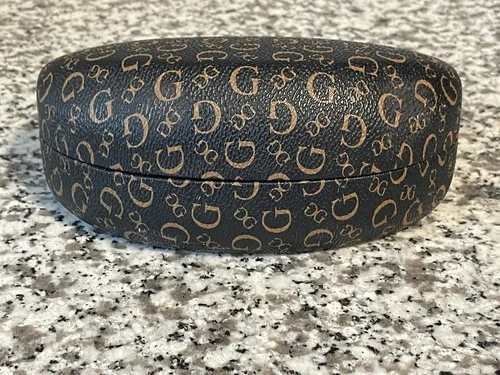 Guess Logo Sunglasses Eyeglass Black & Gold Hard Case Clamshell w/ Lens Cloth 2